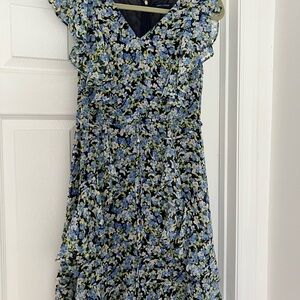 Floral  Dress in Blue and Green